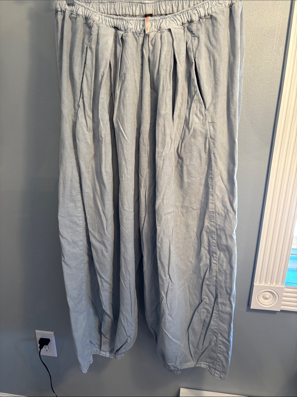 FP Free People To The Sky Parachute Pants, Light Blue Women’s Med Stormy Weather